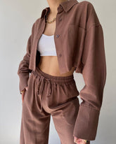 Einfarbiges Tanktop- und Hosenset